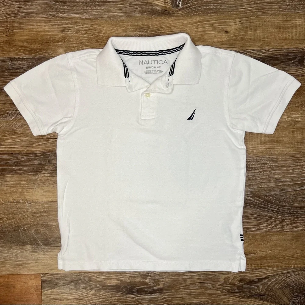 Nautica Boys Classic Black and White Polo Shirts, Size S (8) - Picture 2 of 8